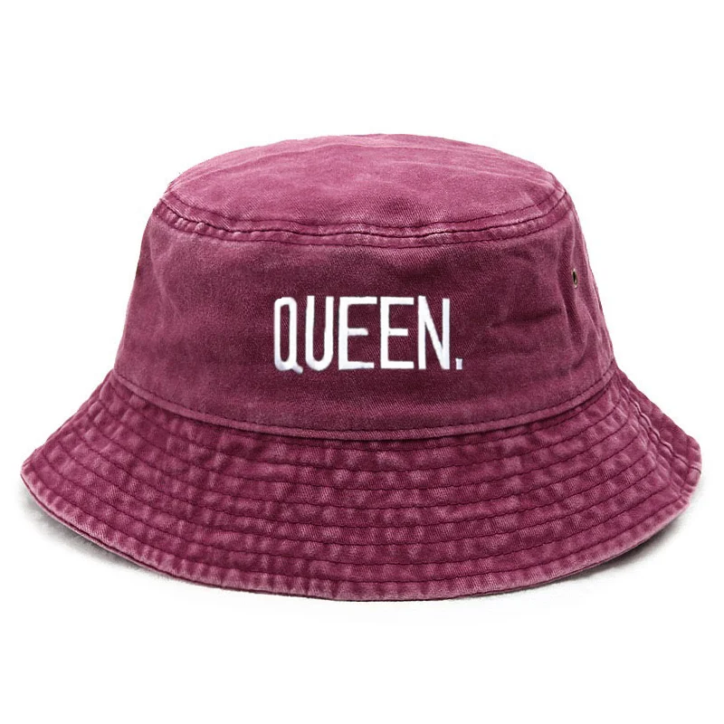 Bucket Hat Embroidered - Topi Bucket Vintage Queen Washed Custom,