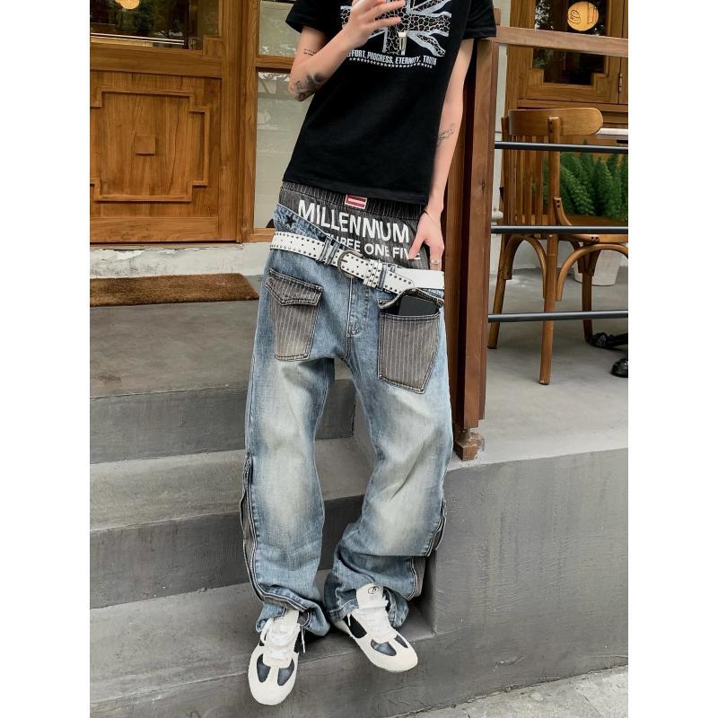 Street Fashion For Boy - Celana Jeans Pria Desain Patchwork Gaya