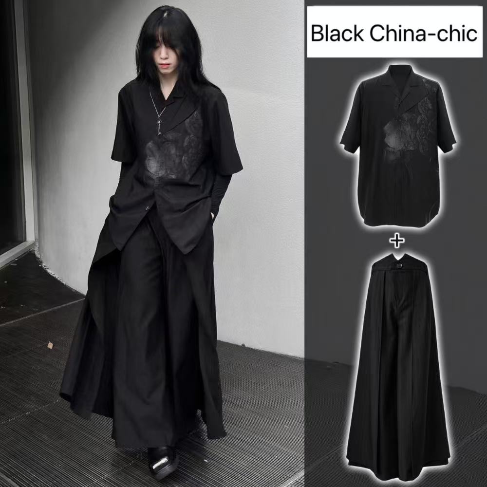 Street Fashion Outfit For Men - Kostum Gaya Cina Baru Hitam Keren