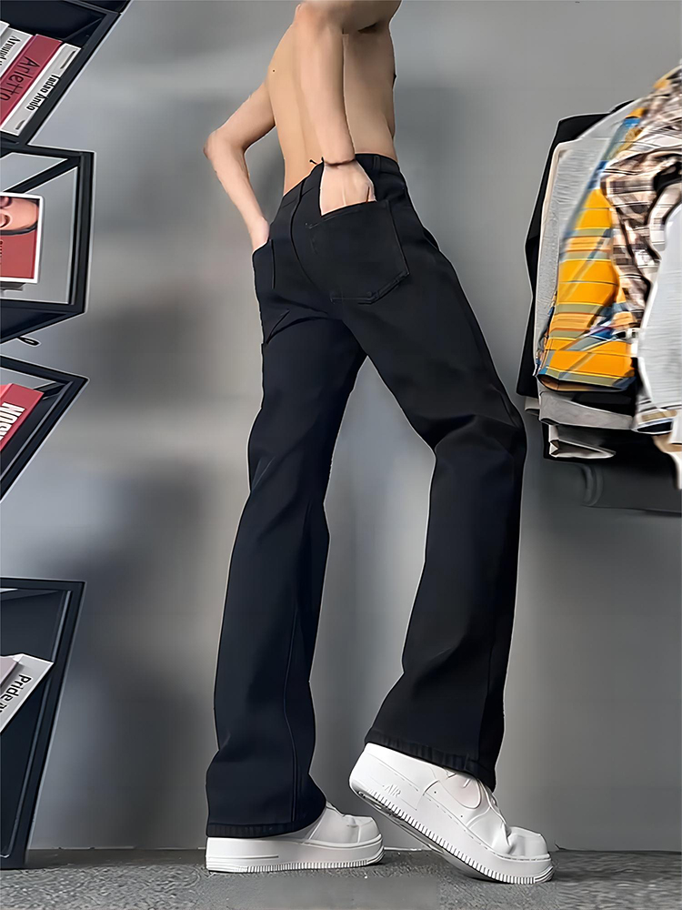 Street Fashion Co - Celana Jeans Pria Cleanfit Hitam Berlapis