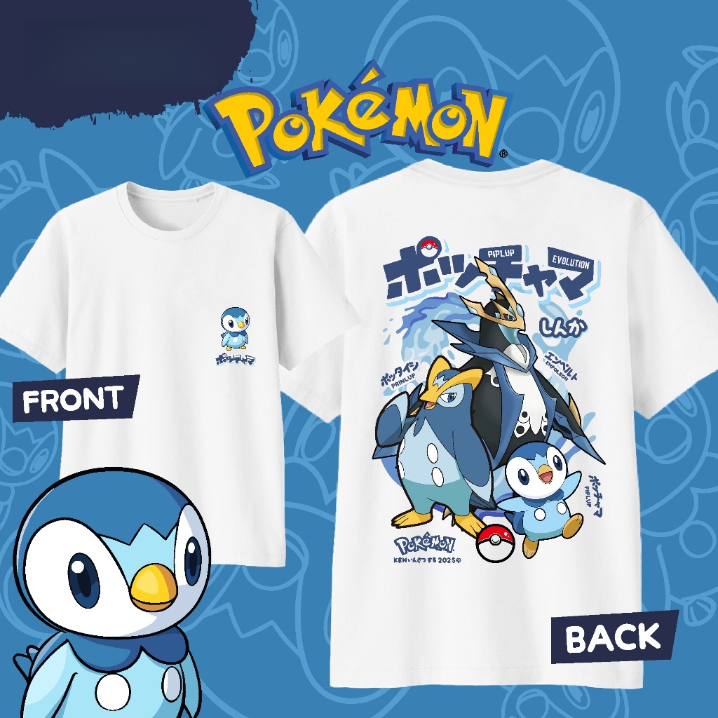 Street Fashion Japan - Kaus Katun Cetak Anime Pokémon Piplup