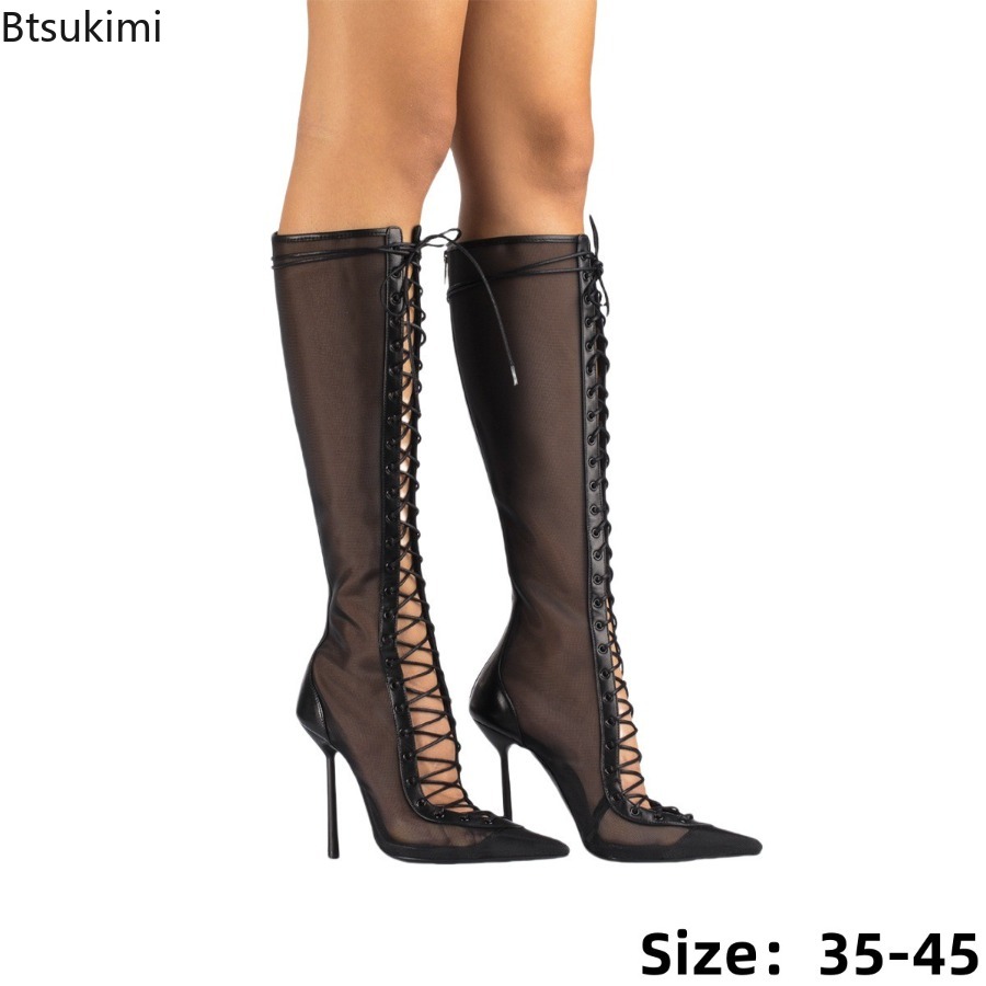 Street Fashion Luxury - Sepatu Bot Hak Tinggi Stiletto Ujung