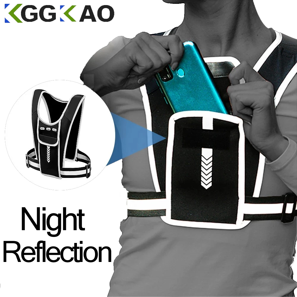 Reflective Jacket Running - Wadah ponsel untuk pria wanita, rompi