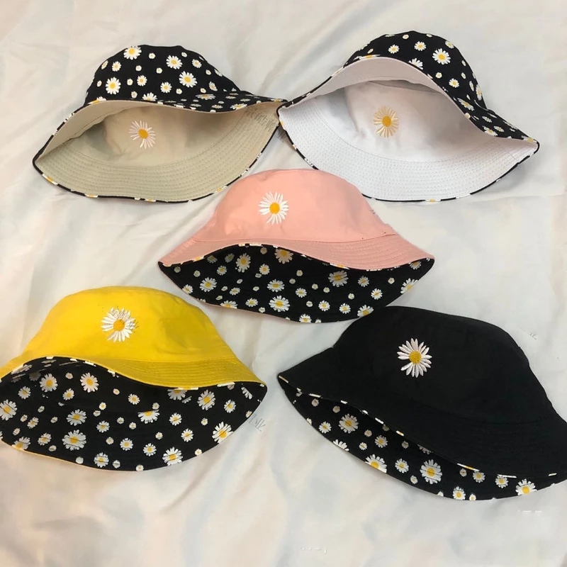 Topi Bucket dua sisi Daisy mus - Bucket Hat Embroidered ulasan dan harga