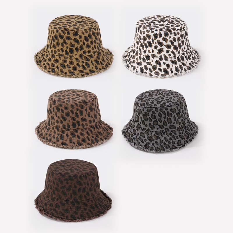 Topi Bucket Wanita Motif Leopa - Bucket Hat Embroidered ulasan dan harga