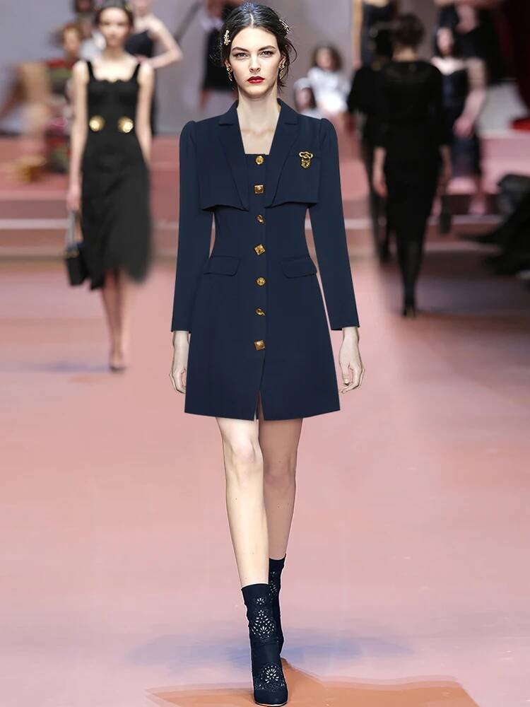 Gaun Mini Kancing Model Jas Wa - Street Fashion Runway ulasan dan harga