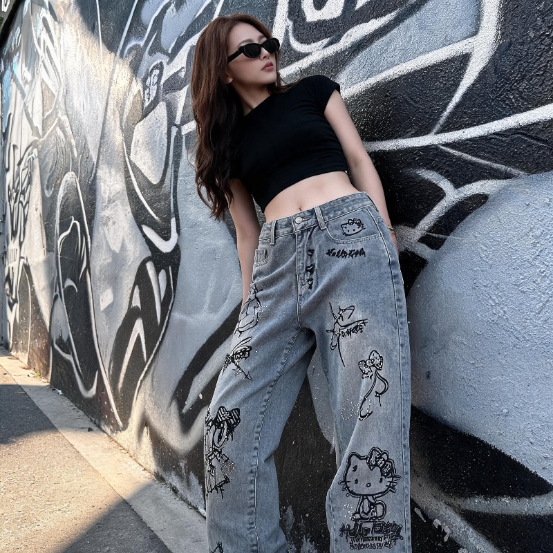 Jeans Wanita Bergaya Kartun Mi - Street Fashion Japan ulasan dan harga
