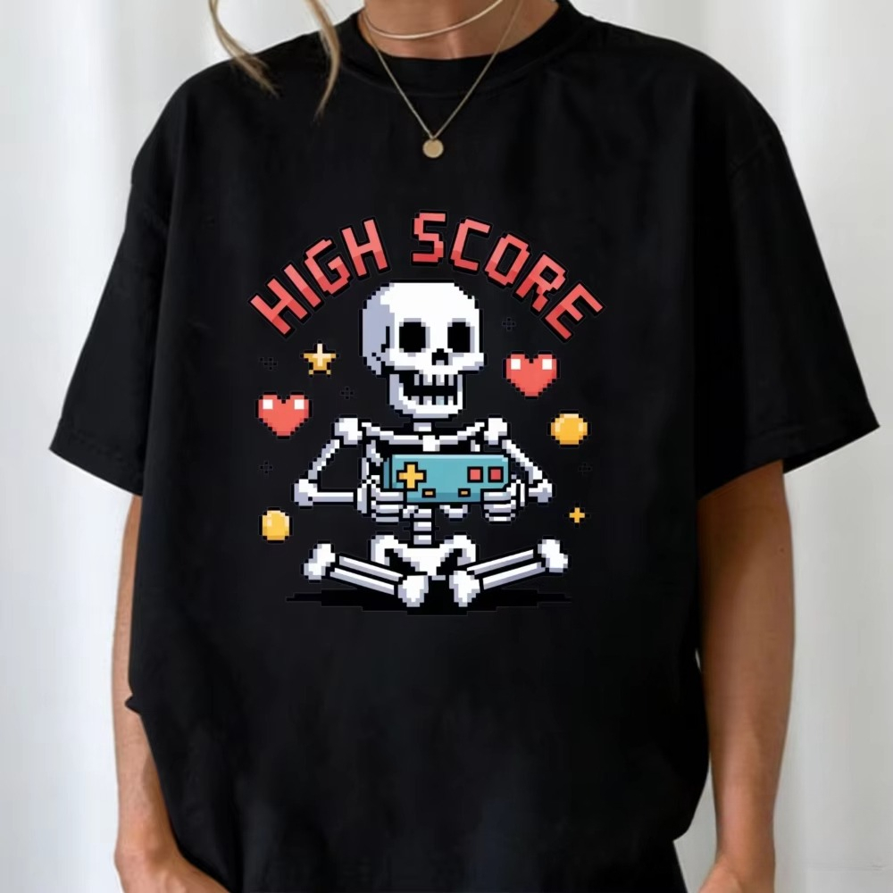 Kaos Pixel Skeleton High Score - Street Fashion Videos ulasan dan harga