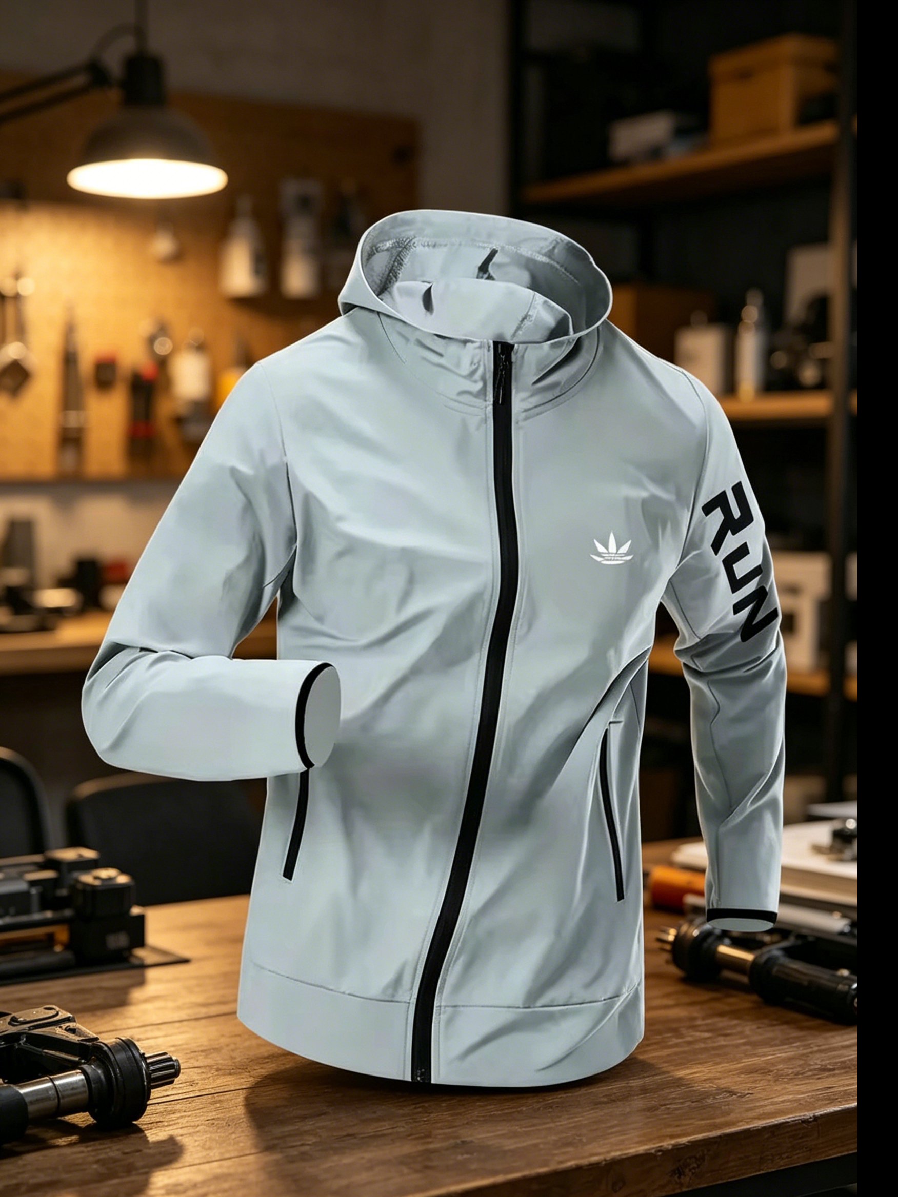 Jaket Windbreaker Hoodie Pria  - Reflective Jacket Running ulasan dan harga