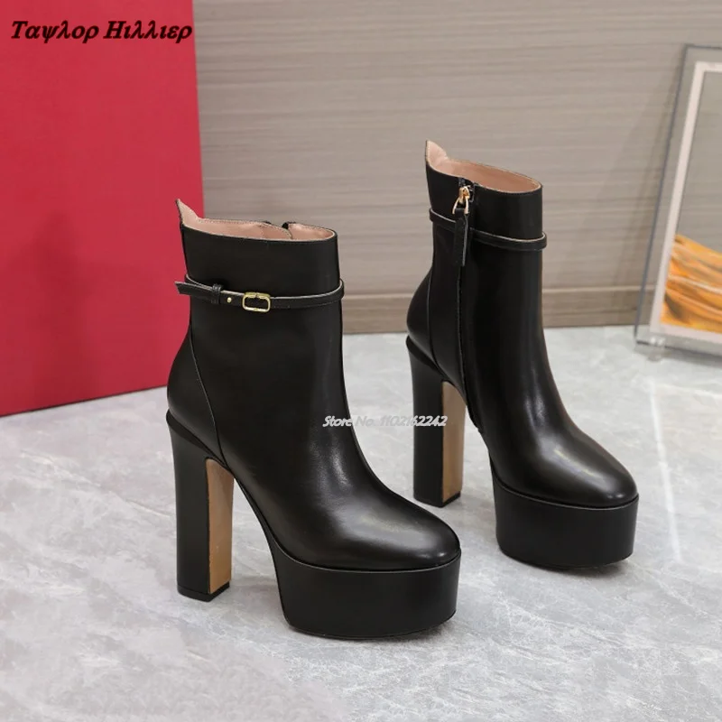 Sepatu bot pendek hak tebal un - Street Fashion Luxury ulasan dan harga
