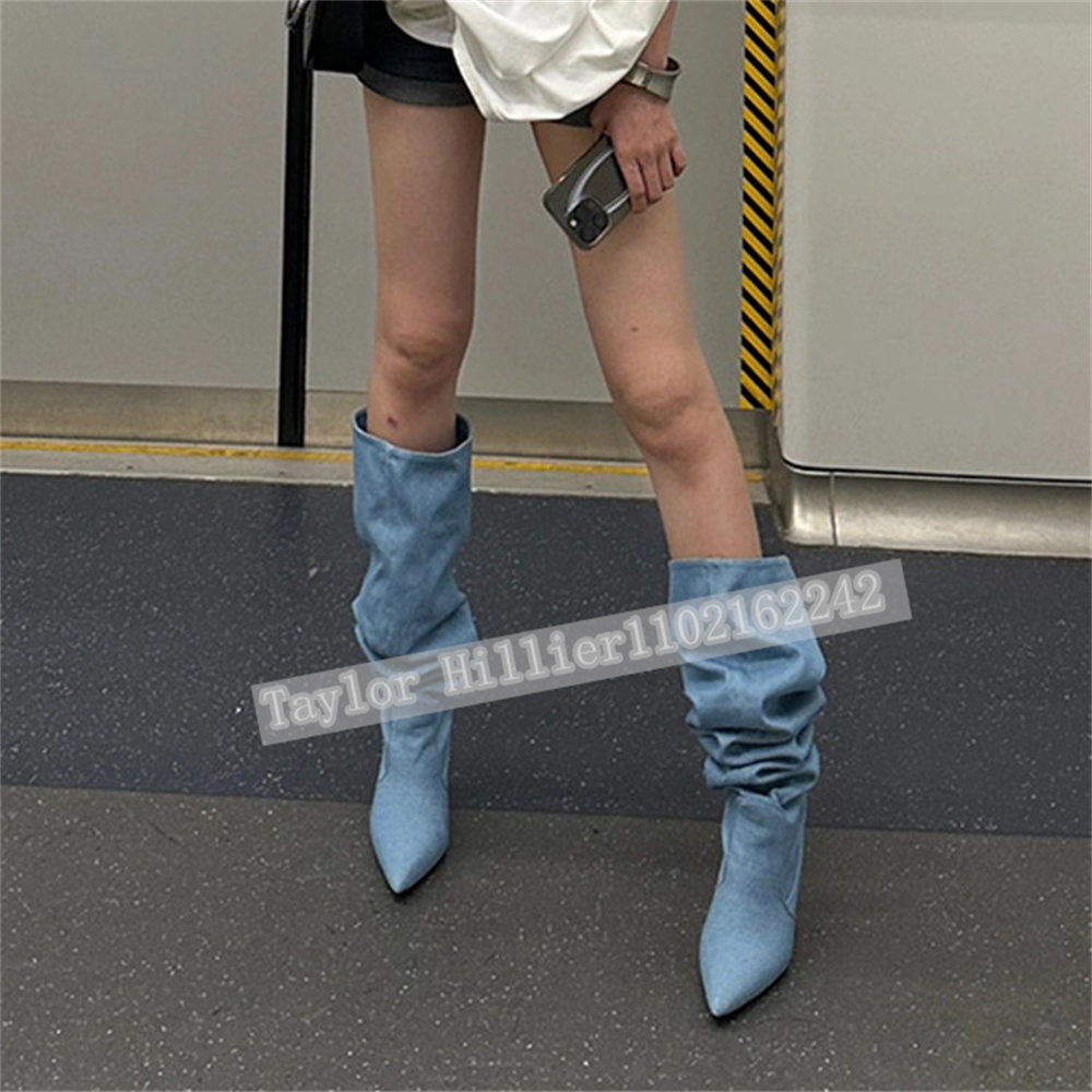 Sepatu Slouch Berlipat Denim B - Street Fashion Runway ulasan dan harga