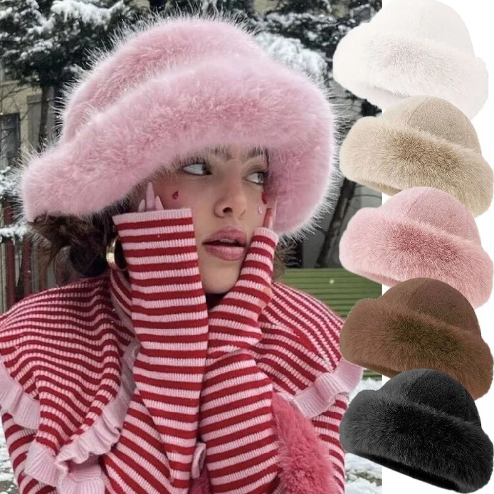 Topi Musim Dingin Bulu Halus B - Bucket Hat Embroidered ulasan dan harga
