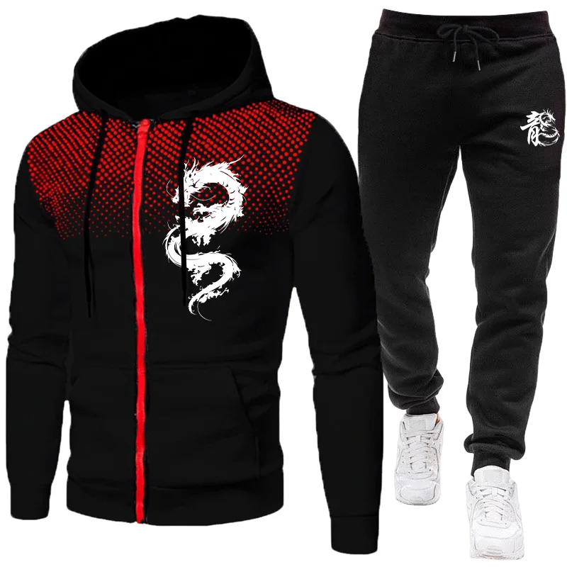 Setelan Pria Motif Naga Paris, - Street Fashion Hoodie ulasan dan harga